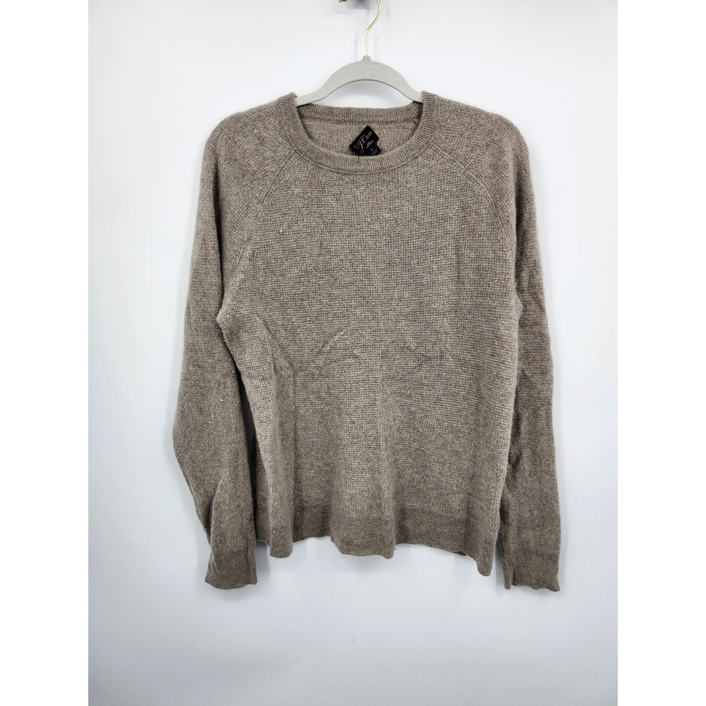 J.Crew Sweater Mens Large Tan 100% Cashmere Crewneck‎ Raglan Knit